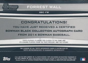2014 Bowman Draft - Bowman Black Collection Autographs #BBC-FW Forrest Wall Back