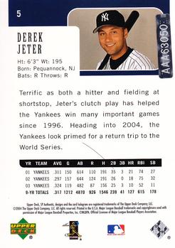 2004 SP Authentic - Game-Dated Autographed #5 Derek Jeter Back