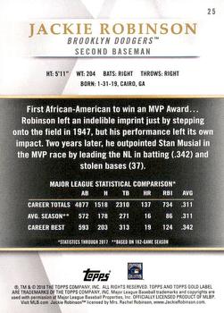 2018 Topps Gold Label #25 Jackie Robinson Back