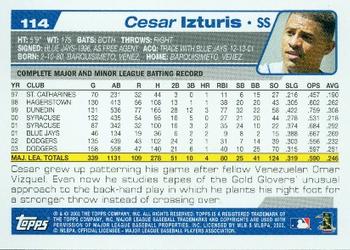 2004 Topps #114 Cesar Izturis Back