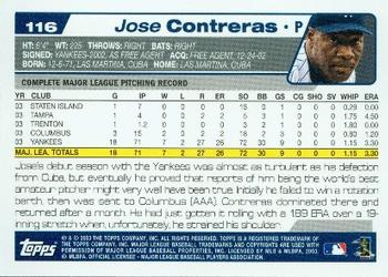 2004 Topps #116 Jose Contreras Back