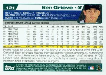 2004 Topps #121 Ben Grieve Back