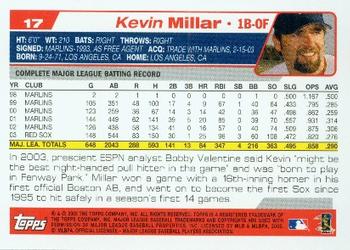 2004 Topps #17 Kevin Millar Back