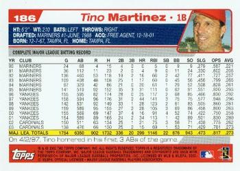2004 Topps #186 Tino Martinez Back