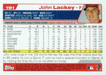 2004 Topps #191 John Lackey Back