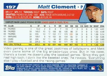 2004 Topps #197 Matt Clement Back