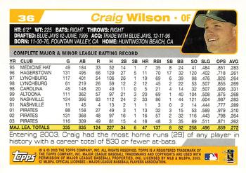 2004 Topps #36 Craig Wilson Back