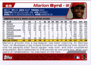 2004 Topps #69 Marlon Byrd Back