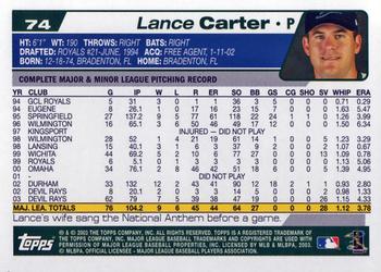 2004 Topps #74 Lance Carter Back