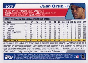 2004 Topps #107 Juan Cruz Back