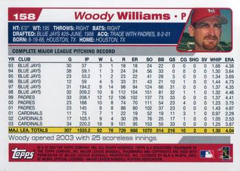 2004 Topps #158 Woody Williams Back