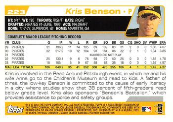 2004 Topps #223 Kris Benson Back