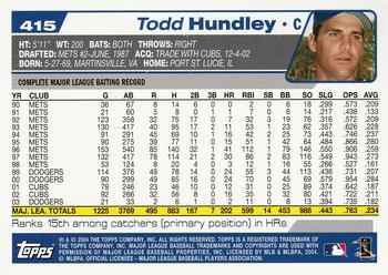 2004 Topps #415 Todd Hundley Back
