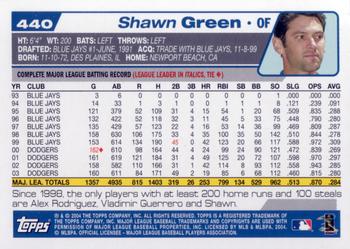 2004 Topps #440 Shawn Green Back