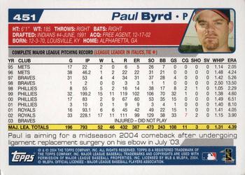 2004 Topps #451 Paul Byrd Back