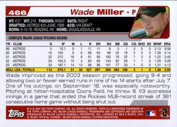 2004 Topps #466 Wade Miller Back