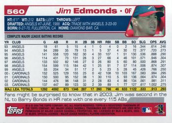 2004 Topps #560 Jim Edmonds Back
