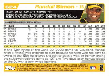 2004 Topps #624 Randall Simon Back