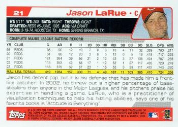 2004 Topps #21 Jason LaRue Back