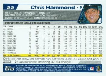 2004 Topps #22 Chris Hammond Back