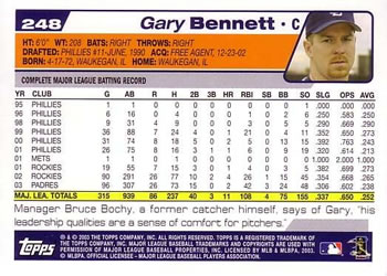 2004 Topps #248 Gary Bennett Back