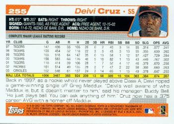 2004 Topps #255 Deivi Cruz Back