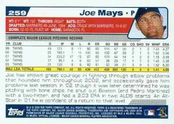 2004 Topps #259 Joe Mays Back