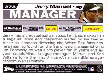 2004 Topps #273 Jerry Manuel Back