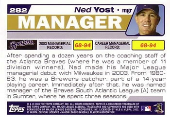 2004 Topps #282 Ned Yost Back