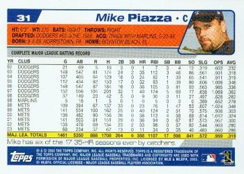 2004 Topps #31 Mike Piazza Back