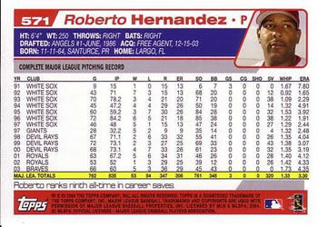 2004 Topps #571 Roberto Hernandez Back