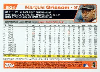 2004 Topps #601 Marquis Grissom Back