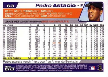 2004 Topps #63 Pedro Astacio Back