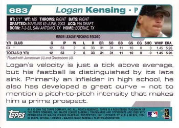 2004 Topps #683 Logan Kensing Back