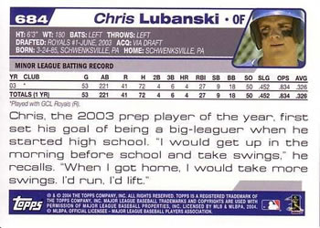2004 Topps #684 Chris Lubanski Back