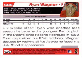 2004 Topps #686 Ryan Wagner Back