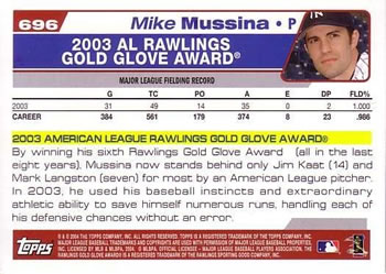 2004 Topps #696 Mike Mussina Back