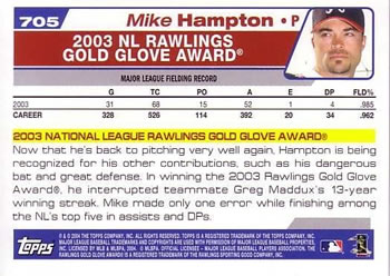 2004 Topps #705 Mike Hampton Back
