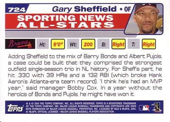 2004 Topps #724 Gary Sheffield Back