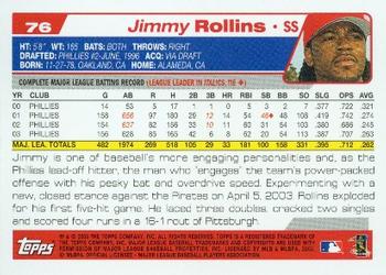 2004 Topps #76 Jimmy Rollins Back