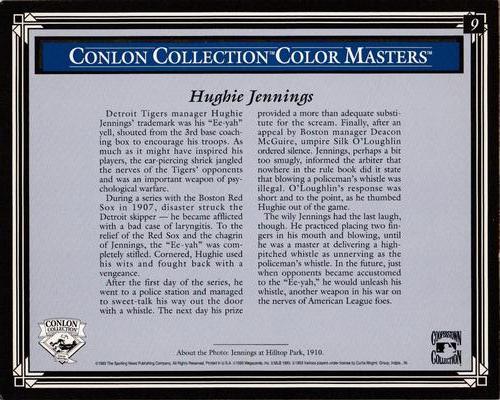 1993 Conlon Collection Color Masters #9 Hughie Jennings Back