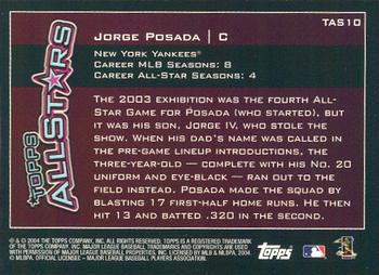 2004 Topps - Topps All-Stars #TAS10 Jorge Posada Back