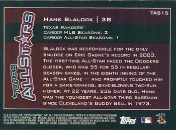 2004 Topps - Topps All-Stars #TAS15 Hank Blalock Back