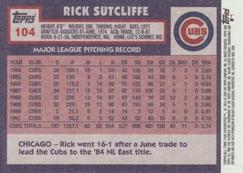 2004 Topps All-Time Fan Favorites #104 Rick Sutcliffe Back