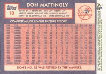 2004 Topps All-Time Fan Favorites #10 Don Mattingly Back