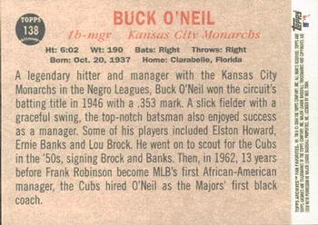 2004 Topps All-Time Fan Favorites #138 Buck O'Neil Back