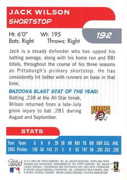 2004 Bazooka #192 Jack Wilson Back