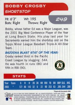 2004 Bazooka #249 Bobby Crosby Back