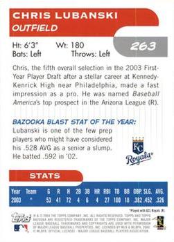 2004 Bazooka #263 Chris Lubanski Back