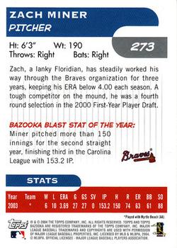 2004 Bazooka #273 Zach Miner Back